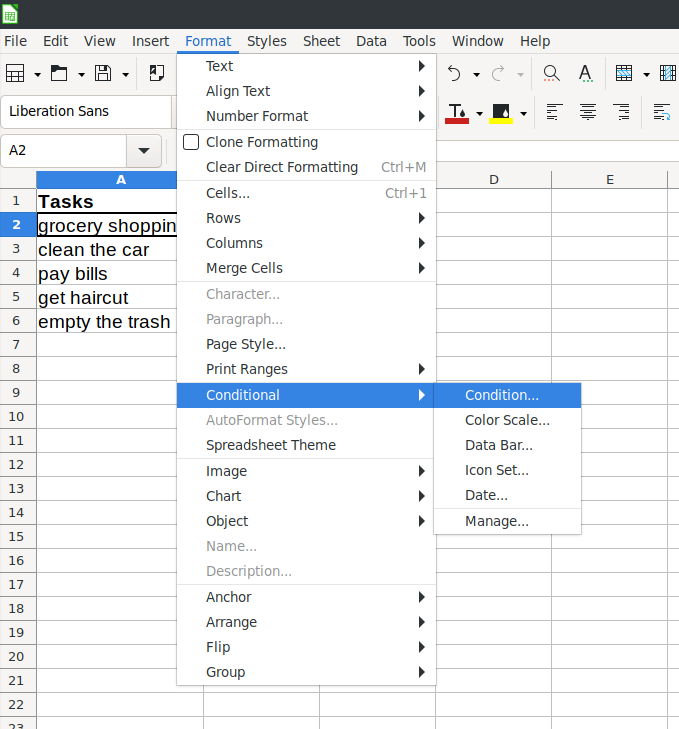 Openoffice Conditional Formatting Based On Cell Value Azharew